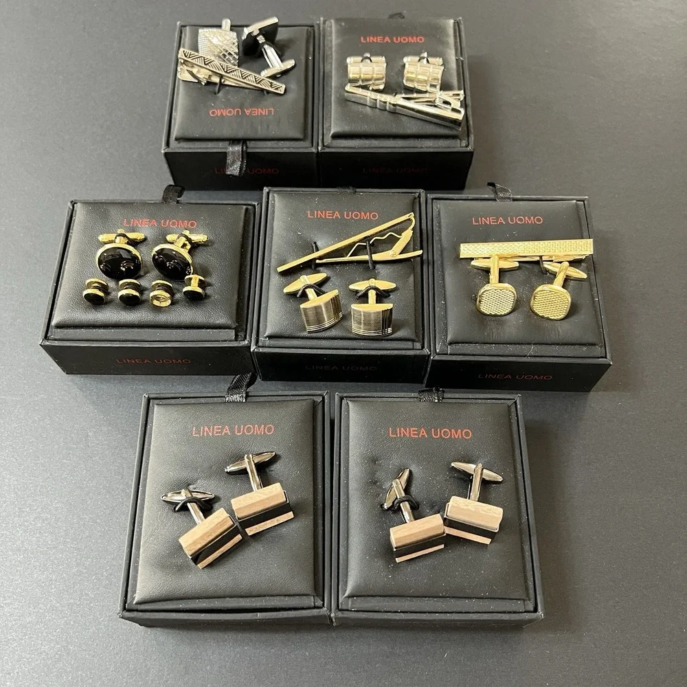 Cuff‎ Links Lot Of 7 Gold & Silver Linea Uomo NWT Business Formal